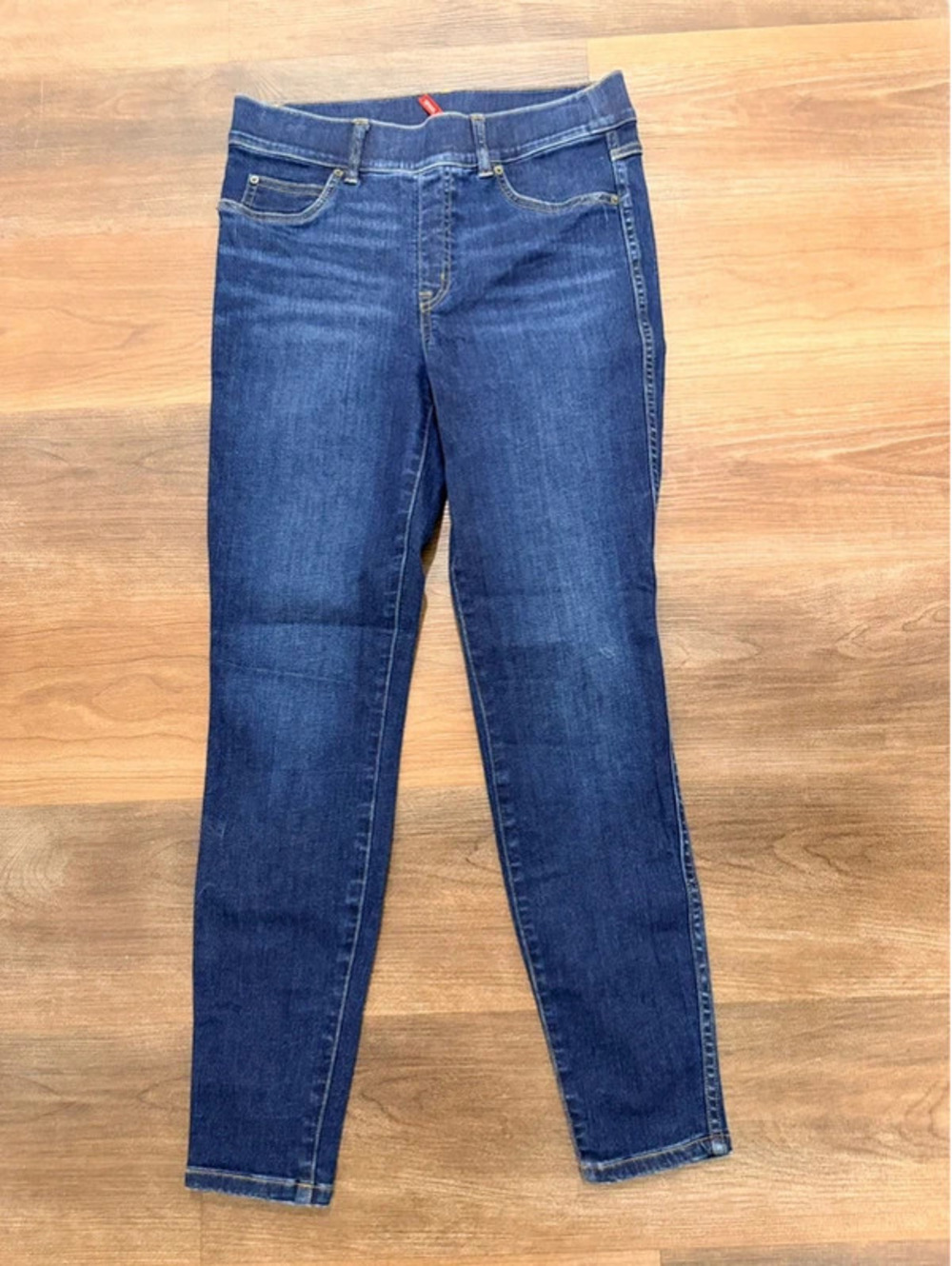 SPANX Pull-On Skinny Jeans Women Medium Dark Wash Stretch Denim